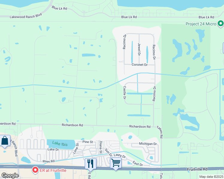 map of restaurants, bars, coffee shops, grocery stores, and more near 1300 Thicket Lane in Sarasota