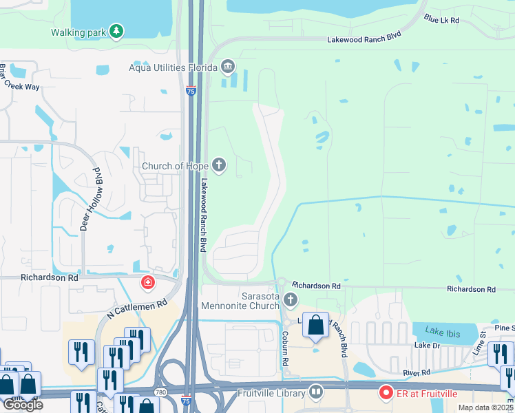 map of restaurants, bars, coffee shops, grocery stores, and more near 2391 Midnight Pearl Drive in Sarasota