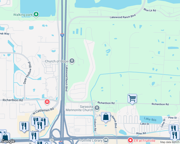 map of restaurants, bars, coffee shops, grocery stores, and more near 2304 Midnight Pearl Drive in Sarasota