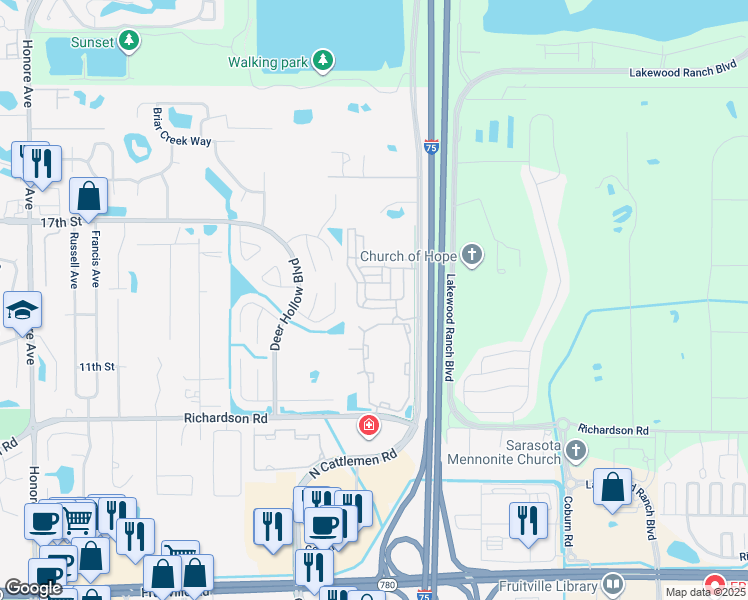 map of restaurants, bars, coffee shops, grocery stores, and more near 5973 Giardino Lane in Sarasota