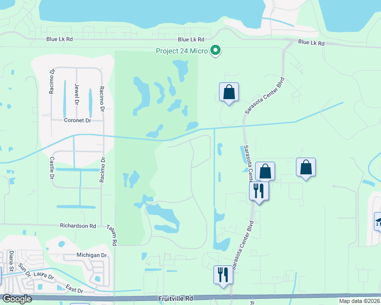 map of restaurants, bars, coffee shops, grocery stores, and more near 406 Londonderry Drive in Sarasota