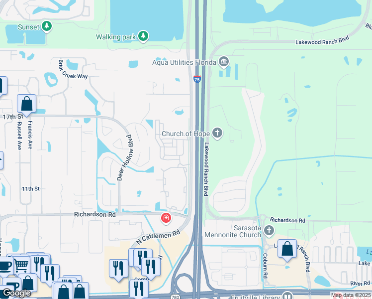 map of restaurants, bars, coffee shops, grocery stores, and more near 1517 Napoli Drive East in Sarasota
