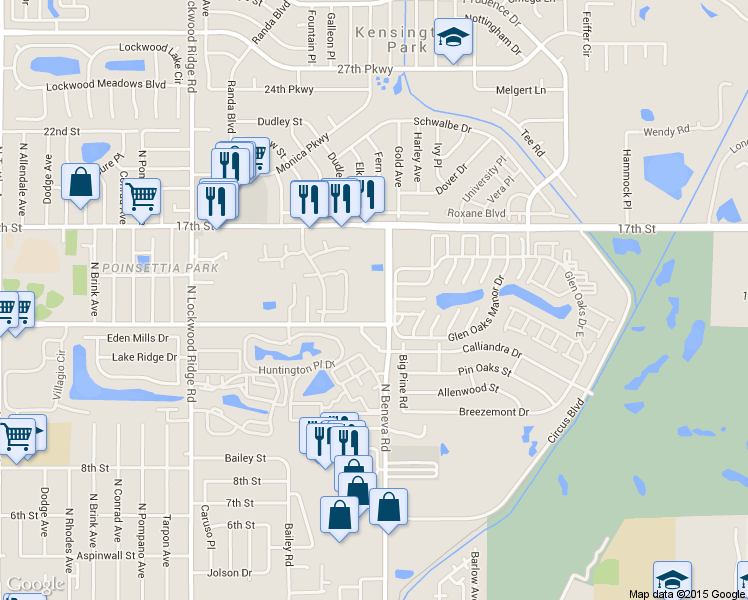 map of restaurants, bars, coffee shops, grocery stores, and more near 1201 North Beneva Road in Sarasota