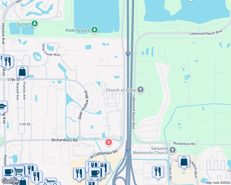 map of restaurants, bars, coffee shops, grocery stores, and more near 5972 Madrano Drive in Sarasota