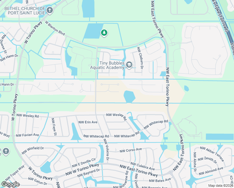 map of restaurants, bars, coffee shops, grocery stores, and more near 5813 Northwest Breezy Brook Court in Port St. Lucie