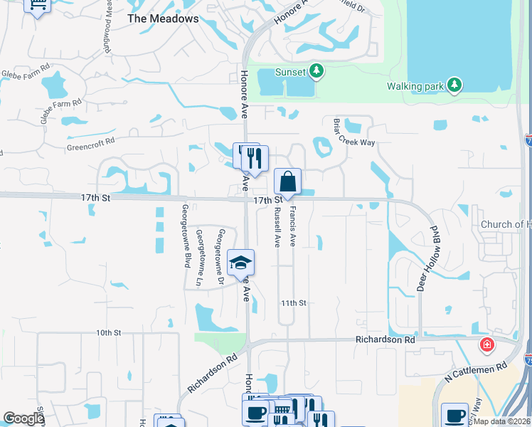 map of restaurants, bars, coffee shops, grocery stores, and more near 1543 Russell Avenue in Sarasota
