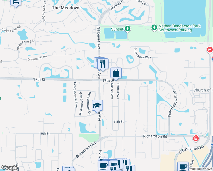 map of restaurants, bars, coffee shops, grocery stores, and more near 1543 Russell Avenue in Sarasota