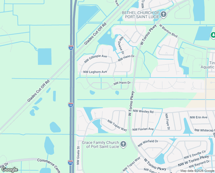 map of restaurants, bars, coffee shops, grocery stores, and more near 5931 Northwest Hann Drive in Port St. Lucie