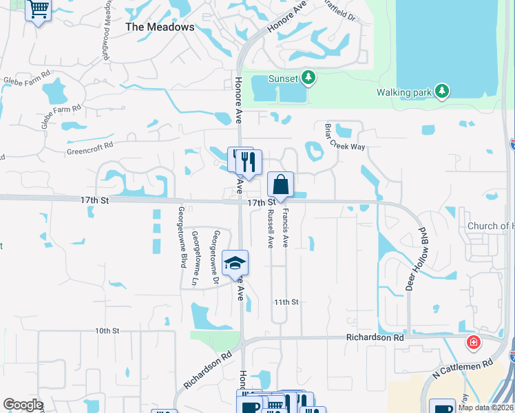 map of restaurants, bars, coffee shops, grocery stores, and more near 1875 Wood Hollow Court in Sarasota