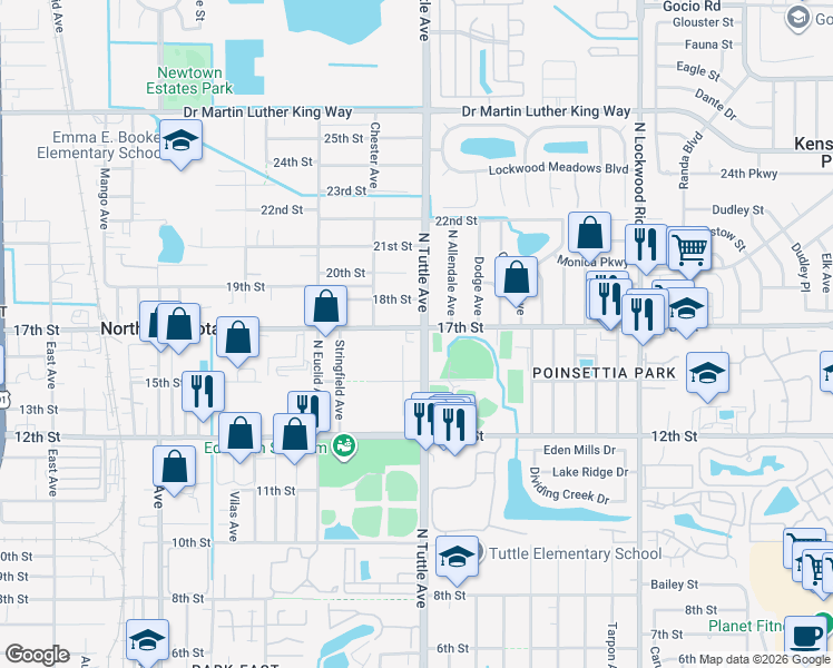 map of restaurants, bars, coffee shops, grocery stores, and more near 2749 17th Street in Sarasota