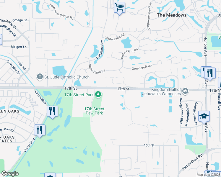 map of restaurants, bars, coffee shops, grocery stores, and more near 1744 Chimney Creek Court in Sarasota