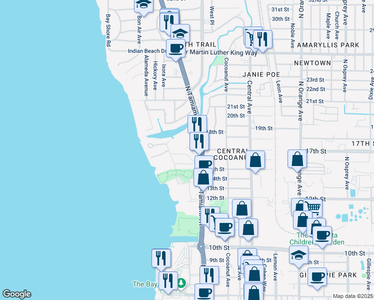 map of restaurants, bars, coffee shops, grocery stores, and more near 1155 Tahiti Parkway in Sarasota