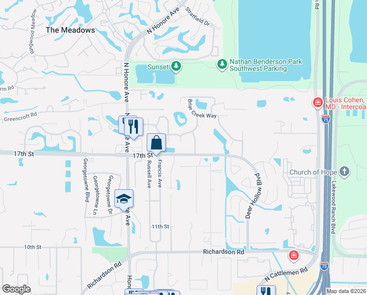 map of restaurants, bars, coffee shops, grocery stores, and more near 1941 Wasatch Drive in Sarasota