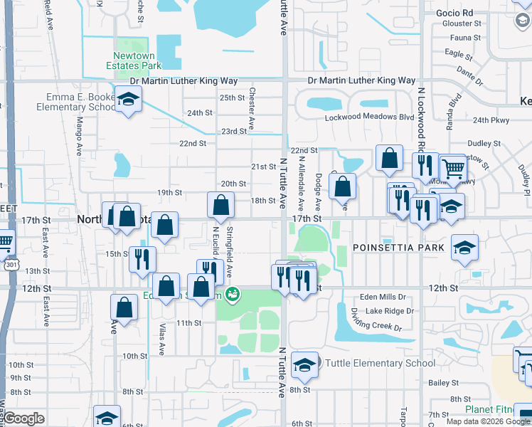 map of restaurants, bars, coffee shops, grocery stores, and more near 2749 17th Street in Sarasota