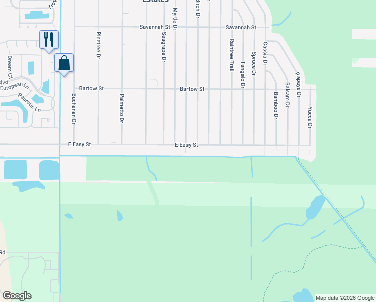 map of restaurants, bars, coffee shops, grocery stores, and more near 1201 East Easy Street in Fort Pierce