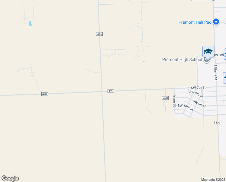 map of restaurants, bars, coffee shops, grocery stores, and more near 1293 County Road 420 in Premont