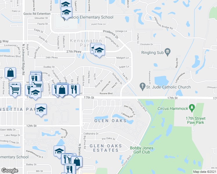 map of restaurants, bars, coffee shops, grocery stores, and more near 1835 Vera Place in Sarasota