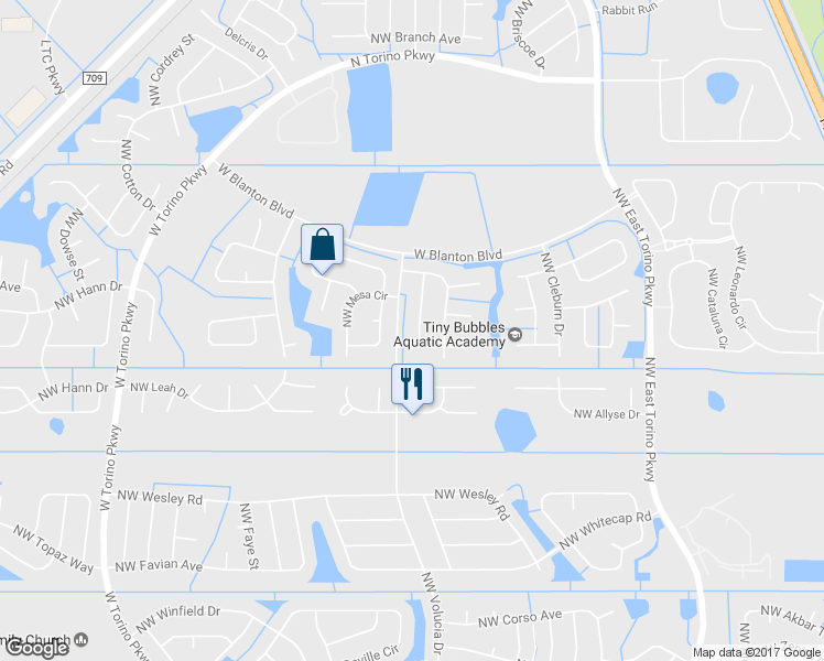 map of restaurants, bars, coffee shops, grocery stores, and more near 5804 Northwest Burney Street in Port St. Lucie