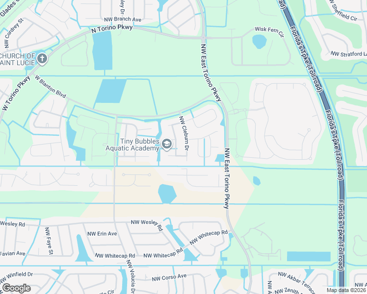 map of restaurants, bars, coffee shops, grocery stores, and more near 5768 Northwest Cleburn Drive in Port St. Lucie