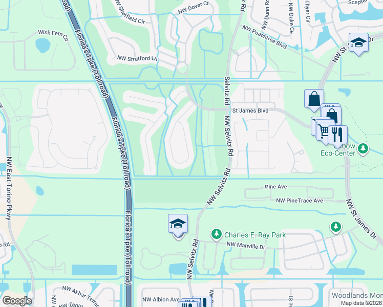 map of restaurants, bars, coffee shops, grocery stores, and more near 582 Waverly Circle in Port St. Lucie