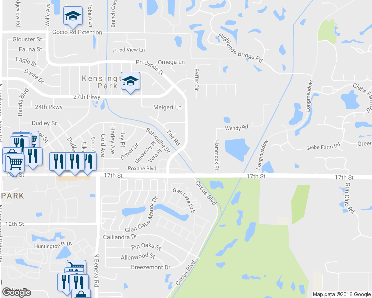 map of restaurants, bars, coffee shops, grocery stores, and more near 4229 Tee Road in Sarasota