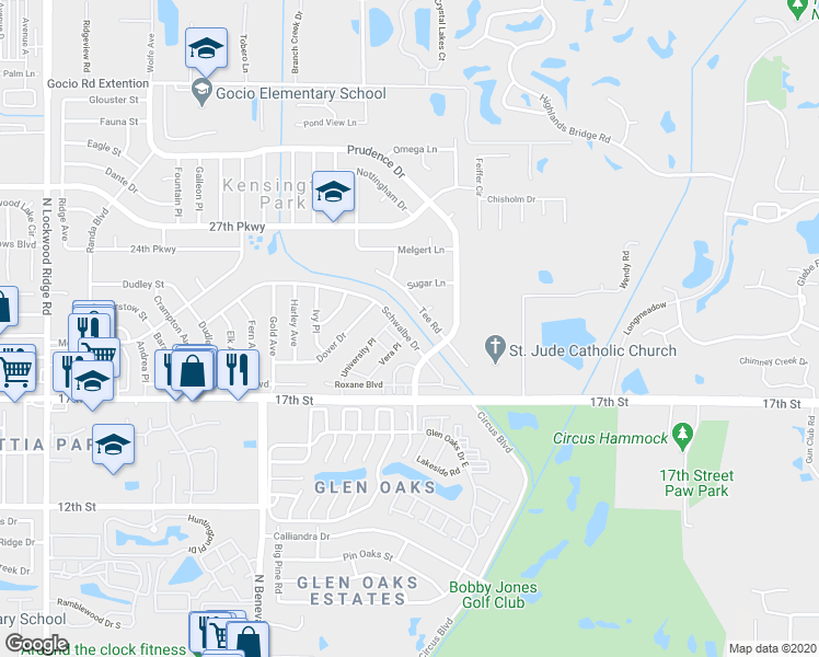 map of restaurants, bars, coffee shops, grocery stores, and more near 4117 Schwalbe Drive in Sarasota
