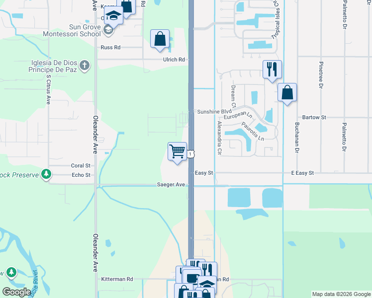 map of restaurants, bars, coffee shops, grocery stores, and more near 6019 South US Highway 1 in Fort Pierce