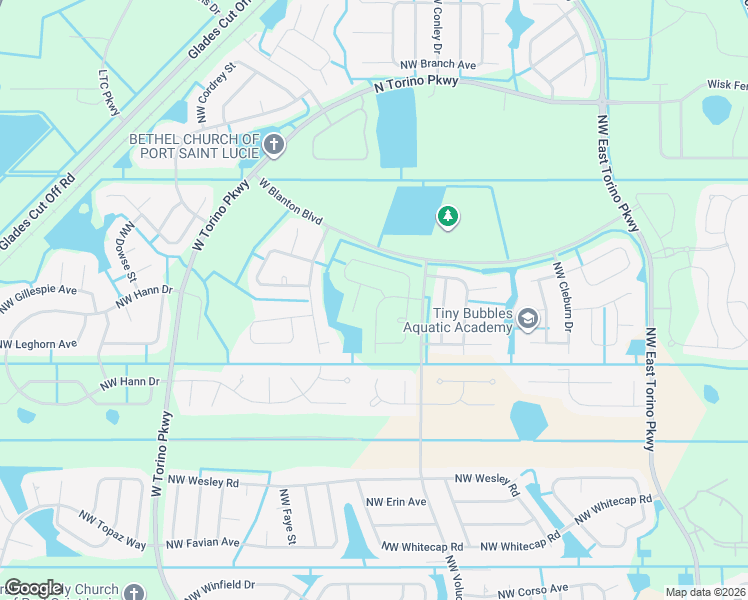 map of restaurants, bars, coffee shops, grocery stores, and more near 5866 Northwest Mesa Circle in Port St. Lucie
