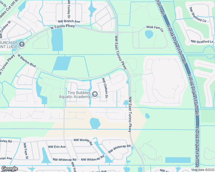 map of restaurants, bars, coffee shops, grocery stores, and more near 5755 Northwest Cleburn Drive in Port St. Lucie