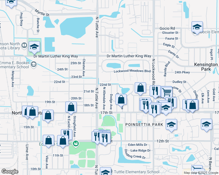 map of restaurants, bars, coffee shops, grocery stores, and more near 2139 Dodge Avenue in Sarasota