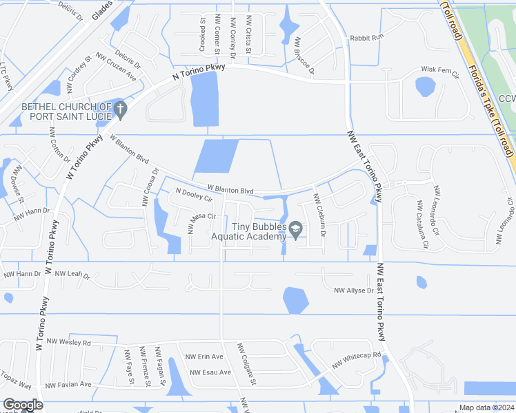 map of restaurants, bars, coffee shops, grocery stores, and more near 5815 Northwest Dana Circle in Port St. Lucie