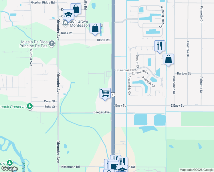 map of restaurants, bars, coffee shops, grocery stores, and more near 6009 U.S. 1 in Fort Pierce