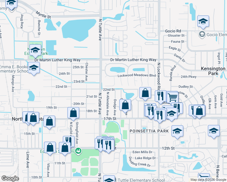 map of restaurants, bars, coffee shops, grocery stores, and more near 2139 Dodge Avenue in Sarasota
