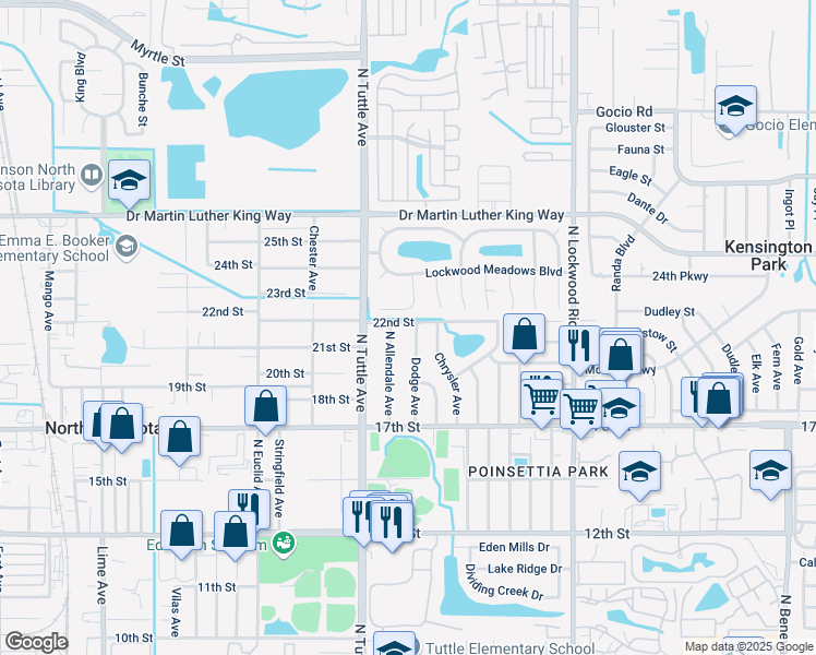 map of restaurants, bars, coffee shops, grocery stores, and more near 2139 Dodge Avenue in Sarasota