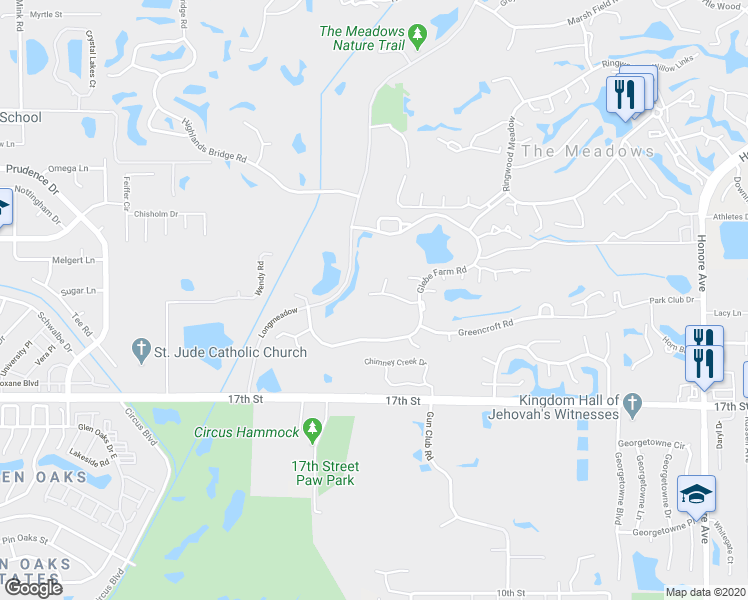 map of restaurants, bars, coffee shops, grocery stores, and more near 4544 Arborfield Road in Sarasota
