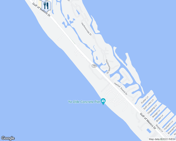 map of restaurants, bars, coffee shops, grocery stores, and more near 1975 Gulf of Mexico Drive in Longboat Key