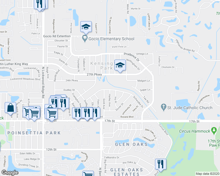 map of restaurants, bars, coffee shops, grocery stores, and more near 3701 Schwalbe Drive in Sarasota