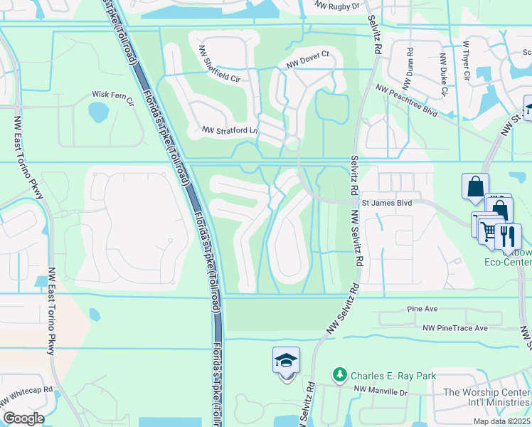 map of restaurants, bars, coffee shops, grocery stores, and more near 637 Stanford Lane in Port St. Lucie