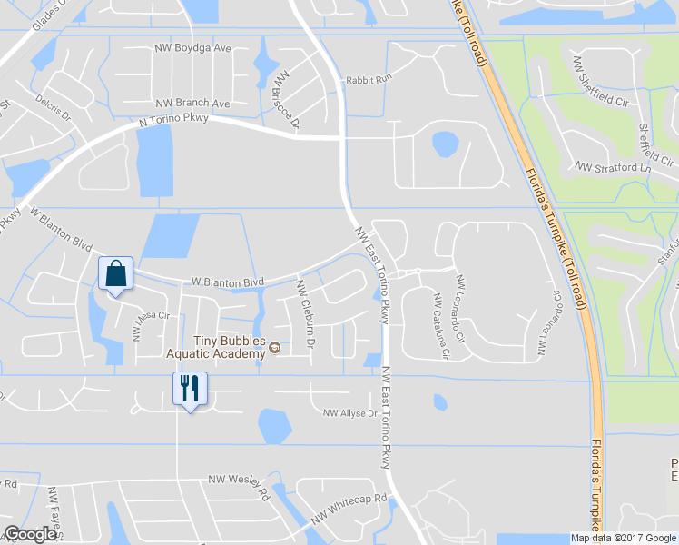 map of restaurants, bars, coffee shops, grocery stores, and more near 5754 Northwest Belwood Circle in Port St. Lucie