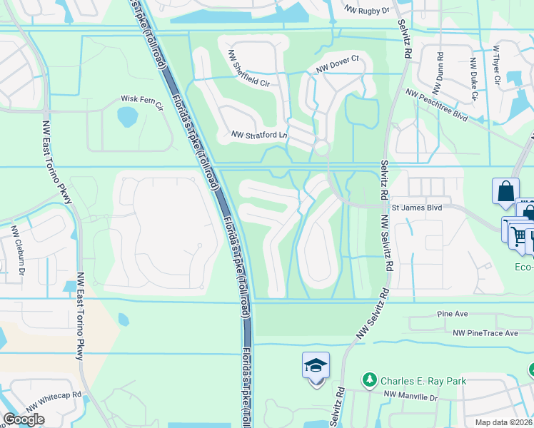 map of restaurants, bars, coffee shops, grocery stores, and more near 812 Northwest Rutherford Court in Port St. Lucie