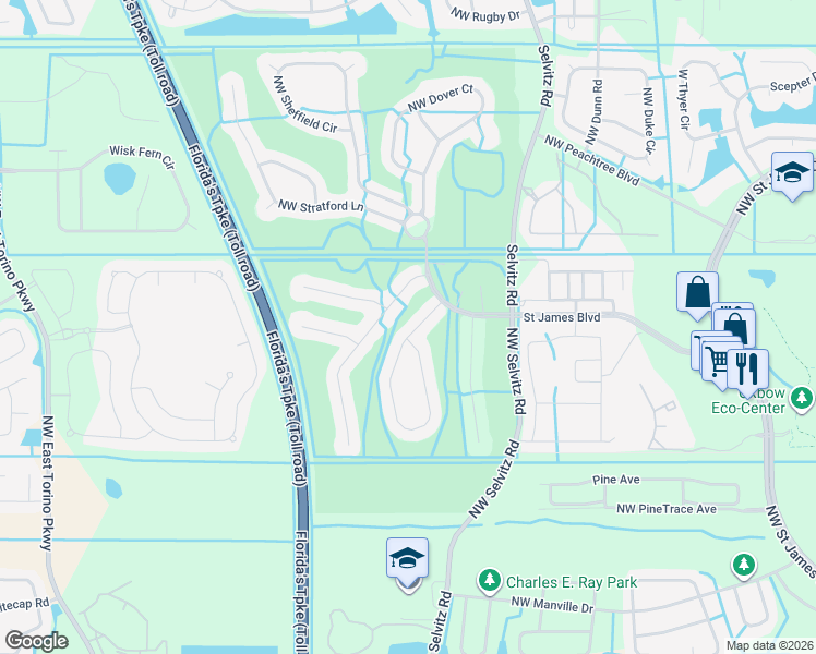 map of restaurants, bars, coffee shops, grocery stores, and more near 516 Waverly Circle in Port St. Lucie