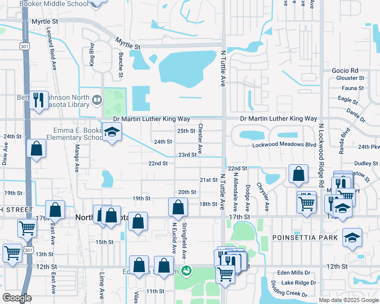 map of restaurants, bars, coffee shops, grocery stores, and more near 2661 23rd Street in Sarasota