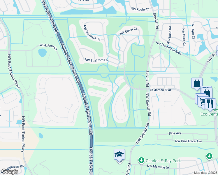 map of restaurants, bars, coffee shops, grocery stores, and more near 807 Northwest Greenwich Court in Port Saint Lucie