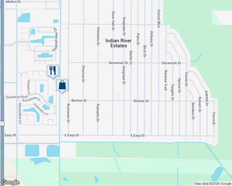 map of restaurants, bars, coffee shops, grocery stores, and more near 5816 Silver Oak Drive in Fort Pierce