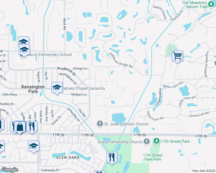 map of restaurants, bars, coffee shops, grocery stores, and more near 4001 Gocio Road in Sarasota
