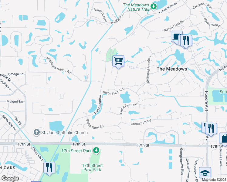 map of restaurants, bars, coffee shops, grocery stores, and more near 4554 Glebe Farm Road in Sarasota