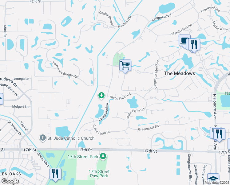map of restaurants, bars, coffee shops, grocery stores, and more near 4551 Chandlers Forde in Sarasota