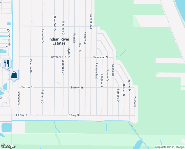 map of restaurants, bars, coffee shops, grocery stores, and more near 5800 Sunset Boulevard in Fort Pierce