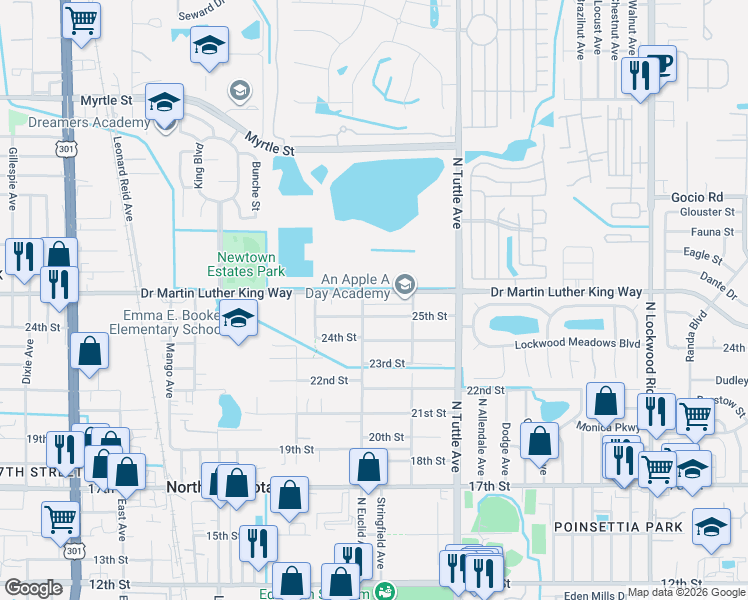 map of restaurants, bars, coffee shops, grocery stores, and more near in North Sarasota