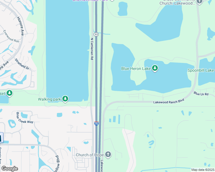 map of restaurants, bars, coffee shops, grocery stores, and more near 2401 Lakewood Ranch Boulevard North in Sarasota
